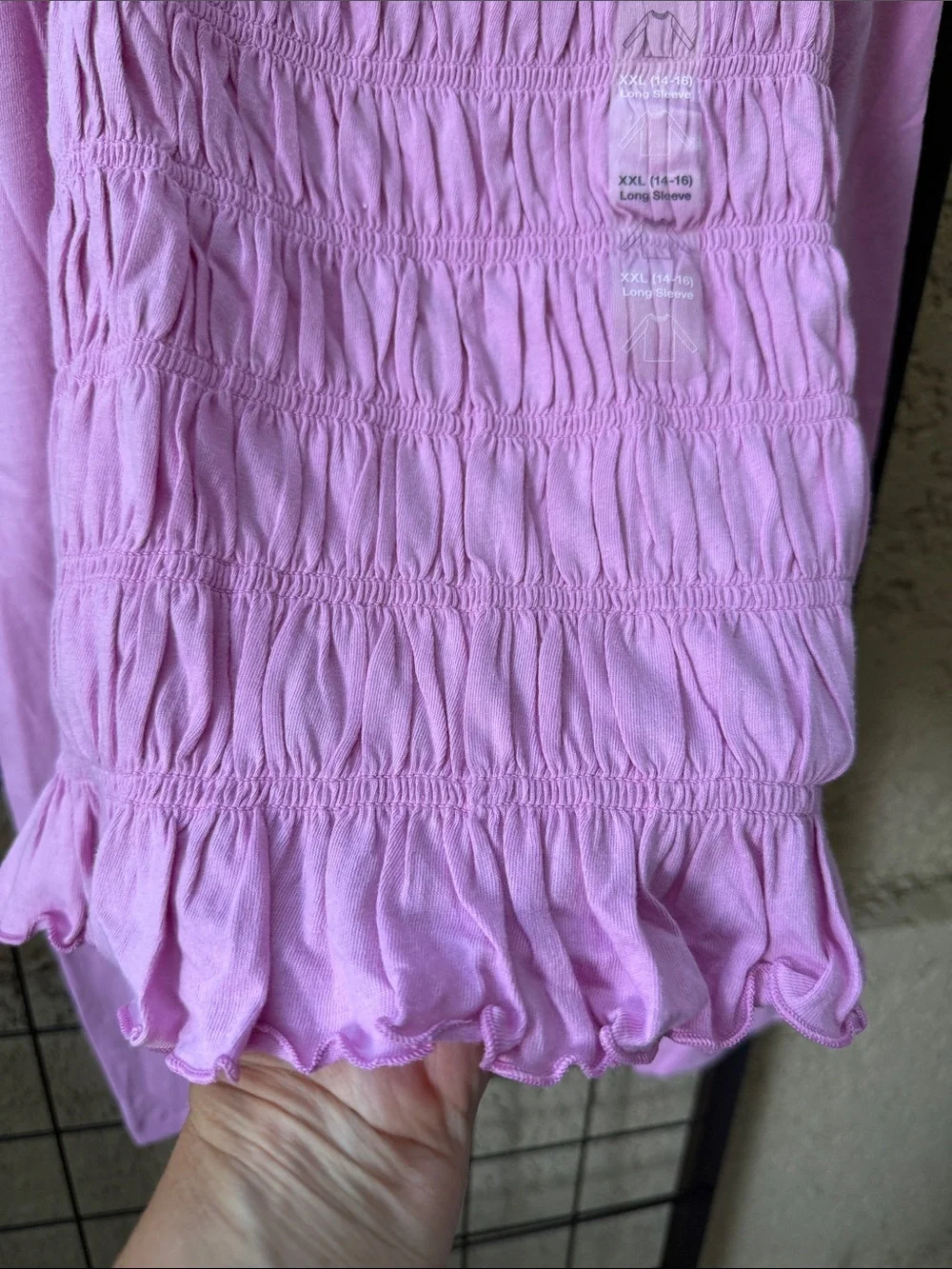 New Gap Girls Lilic  Smocked Long Sleeve Top